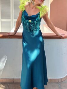 Vestito verde petrolio