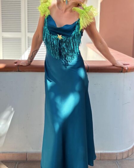 Vestito verde petrolio