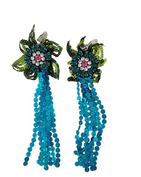 Orecchino fiore con paillettes