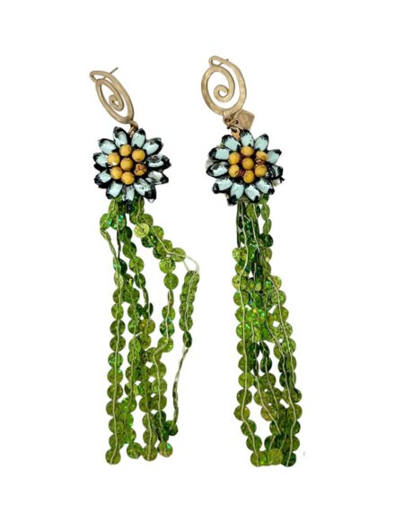Orecchino fiore con paillettes