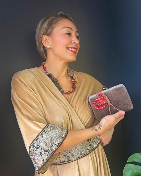 Borsa pochette clutch taupe