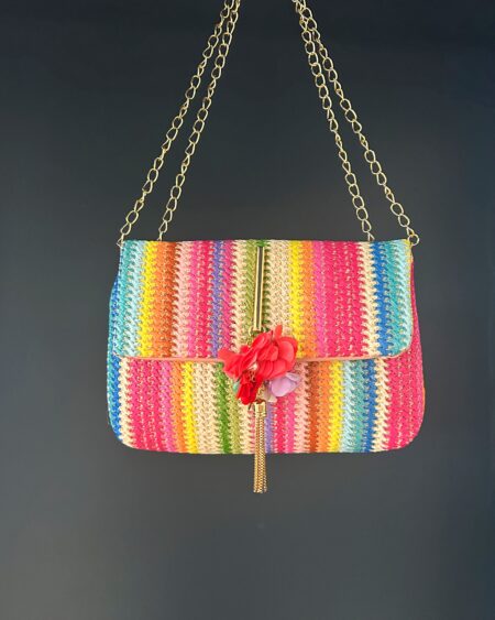 Borsa pochette rainbow stripes
