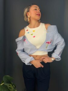 Top a camicia Flamingos
