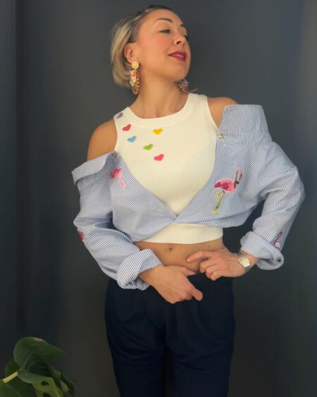 Top a camicia Flamingos