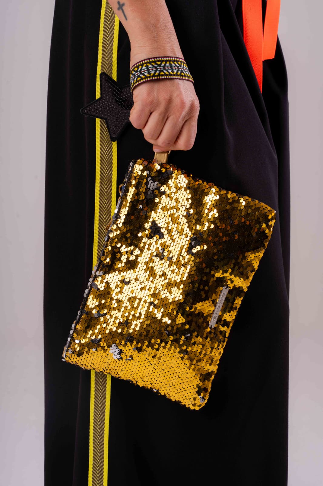 borsa paillette oro