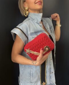 Borsa pochette Clutch rosso