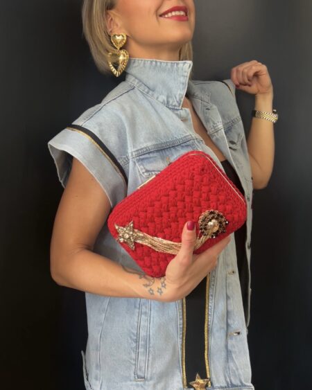 Borsa pochette Clutch rosso