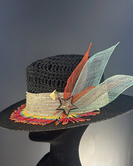 Cappello texano in rafia NERO