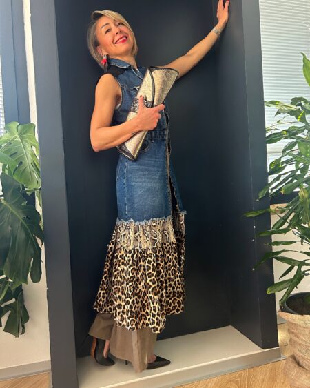 Smanicato lungo jeans animalier