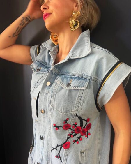 Giacca smanicata jeans Bad girl