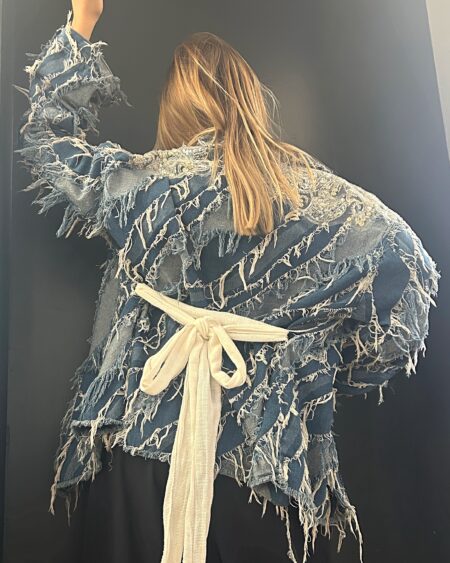 Giacca-Camicia jeans sfilacciato