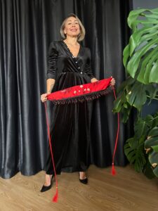 Abito lungo in velluto elasticizzato