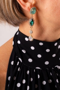 Orecchini Royal Drop con Pietre Verdi Smeraldo e Cristalli