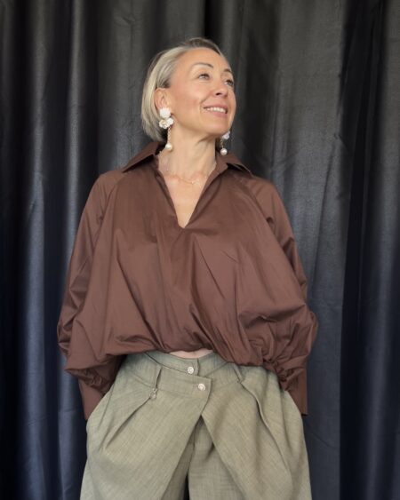 Camicia Oversize con Ricamo Pavone sulla Schiena