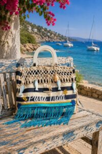Borsa mare "Pura Vida" con frange di paillettes